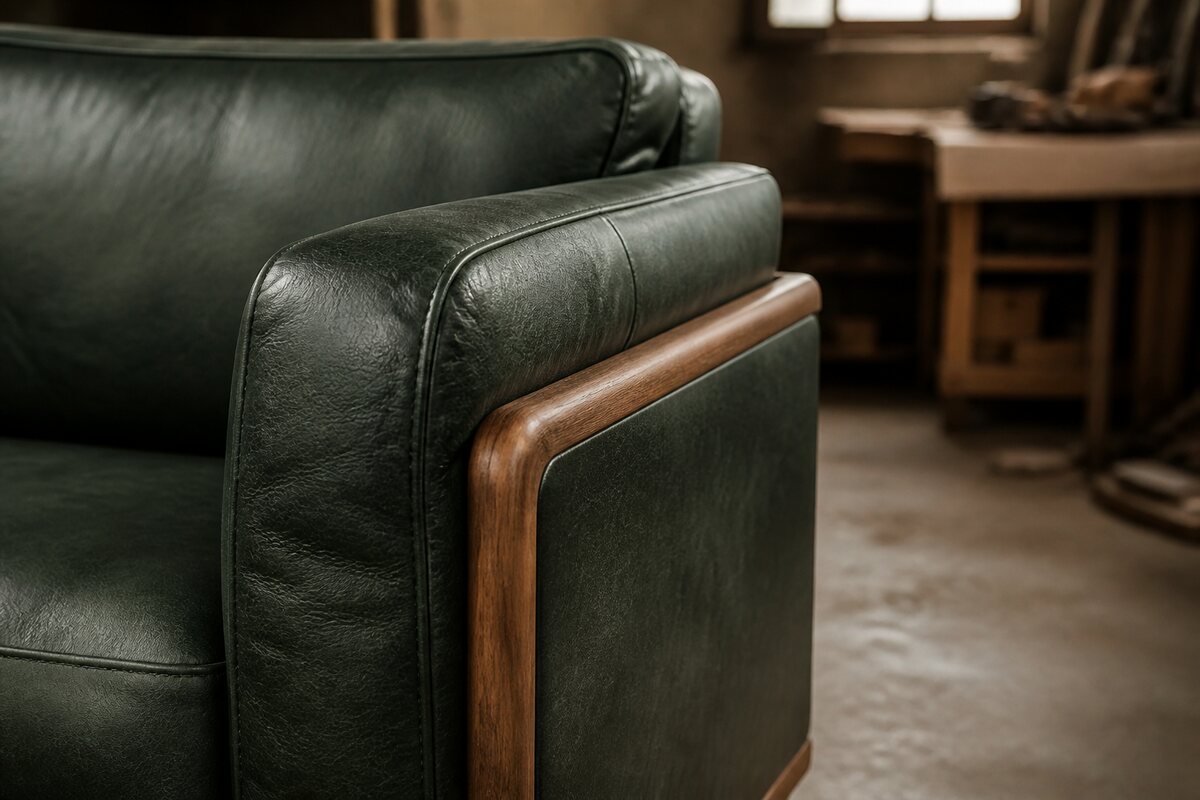Leather surface and restoration workshop scene